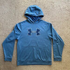 Under Armour Sweatshirt Mens Medium Hoodie Pullover Blue Long Sleeve Pockets